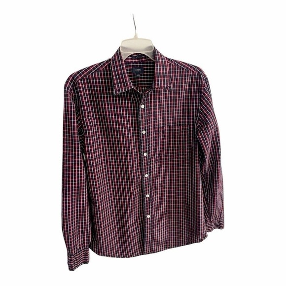 J.CREW Other - J. Crew Slim Button-Up Shirt Men's Size L Navy Red Long Sleeve Plaid Cotton